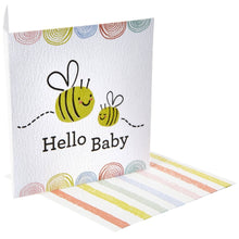 Load image into Gallery viewer, Mini card with 2 bees that says, &quot; Hello Baby&quot;. Blank inside