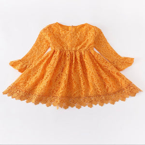 High quality lace dress in vibrant color for girls.