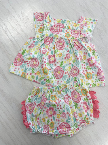 Vibrant floral 2 piece baby set.