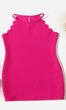 Load image into Gallery viewer, Vibrant pink girls dress. Featuring tank top racer back and scalloped design.