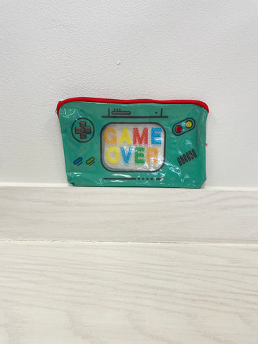 Plastic pencil pouch that says, 