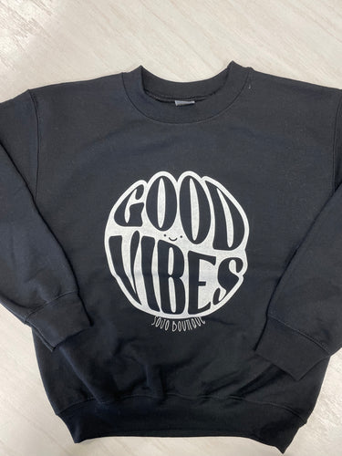 Black cotton sweatshirt with vinyl design saying. 