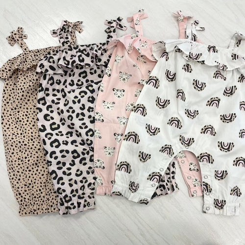 Baby girl one piece rompers. Breathable fabric, adorable patterns and snap closure  for easy diaper changes