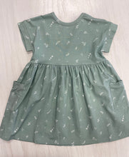 Load image into Gallery viewer, Breathable cotton girls dress in sage color.