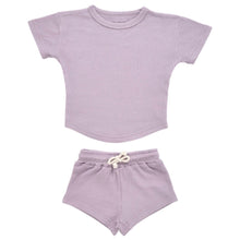 Load image into Gallery viewer, Organic short and tee set in lavendar.