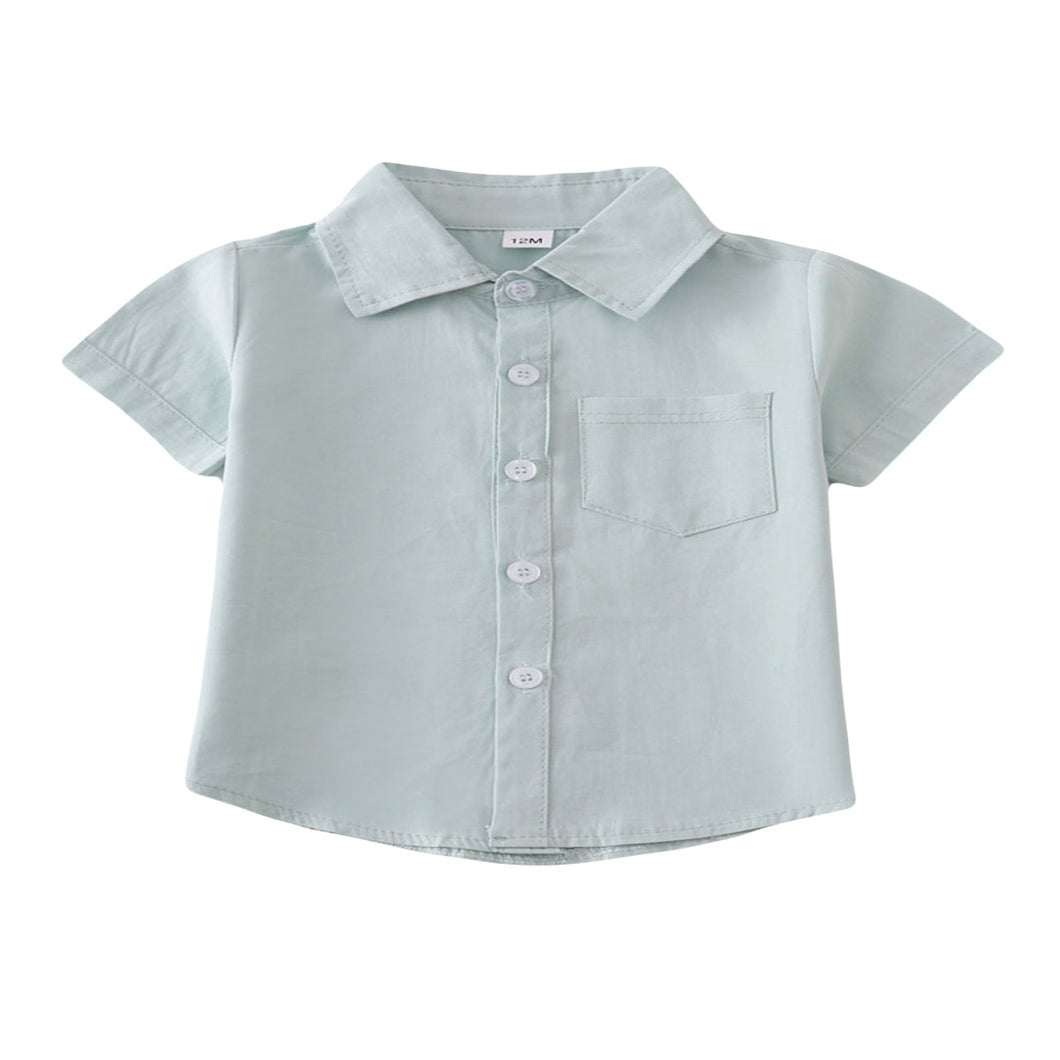 Button down shirt in sage color.