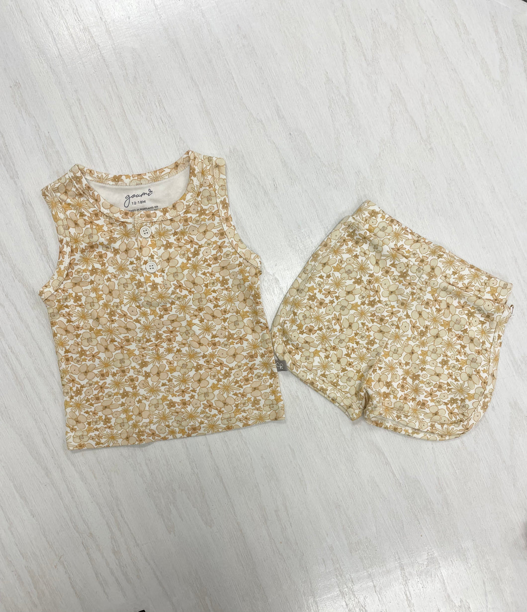 Organic, ethically made 2 piece short/tank top set for girls.