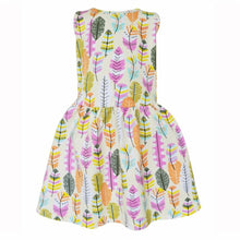 Load image into Gallery viewer, Cotton dress with vibrant colors and feather details.